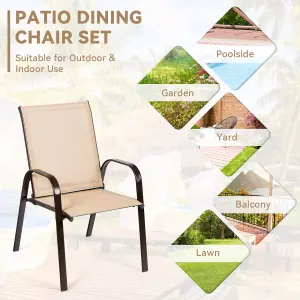 Costway Set of 2 Patio Chairs Portable High Back Garden Camping Dining Chairs W/ Armrest