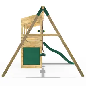 Rebo Wooden Lookout Tower Playhouse Climbing Frame with 6ft Slide & Swing - Yellowstone