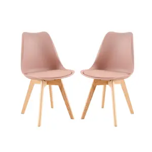 Nero Upholstered Dining Chair (Set of 2) Pink / Oak