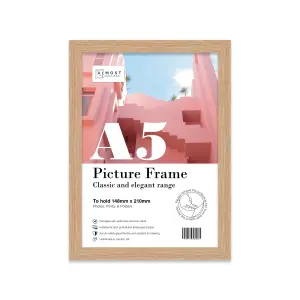 A5 Oak Picture Frame Fits A5 (14.8 x 21cm - 5.8 x 8.3in) Poster, Photo, Artwork, or Print.