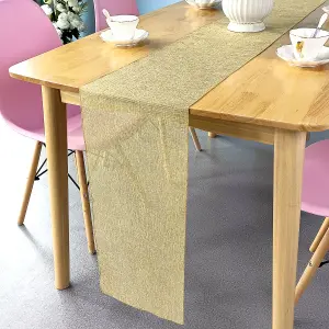 Neel Blue 29cm x 275cm Plain Hessian Table Runner, Champagne