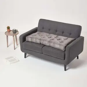 Homescapes Grey Faux Suede 2 Seater Booster Cushion