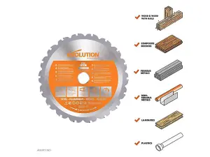 Evolution R165TCT-18CS Multi-Material Saw Blade 165 x 20mm x 18T EVLR165T18CS