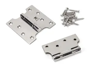 From The Anvil Polished SS 4 Inch x 2 Inch x 4 Inch  Parliament Hinge (pair)