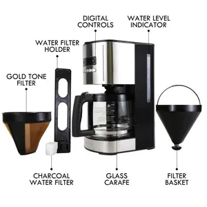 Kenmore Drip Coffee Maker Machine, 1.8L Filter Coffee Machine with Timer Black