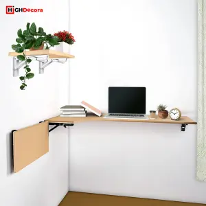 Highdecora Folding Shelf Brackets, 2 Pcs Heavy Duty Foldable Shelf Brackets Metal Wall Mounted Foldable (White, 16 inch)