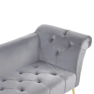 Velvet Chaise Lounge Grey NANTILLY