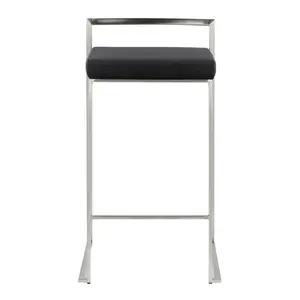 Daggett 68.5cm Bar Stool (Set of 2) Stainless Steel / White / Counter Stool (27" Seat Height)