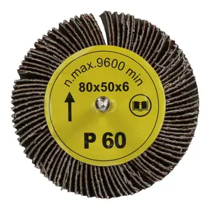 80mm x 50mm Flap Wheel Disc Abrasive Sanding Pad for Drills 60 Grit 6 Pack