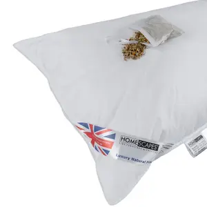 Homescapes Goose Feather & Down Camomile Pillow with Dried Camomile Insert Extra Fill