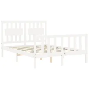 Berkfield Bed Frame with Headboard White 120x200 cm Solid Wood