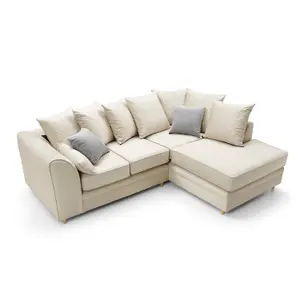 Chicago Velvet Right Facing Corner Sofa in Cream