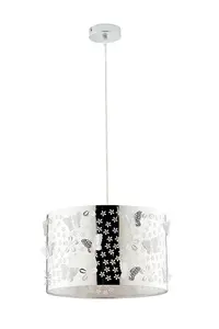 Luminosa BUTTERFLY Cylindrical Pendant Ceiling Light Chrome 35x22cm