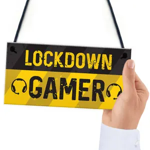 Novelty Lockdown Gamer Sign Boys Bedroom Sign Man Cave Lockdown Gamer Gift