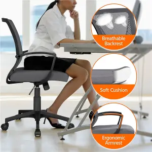 Yaheetech Ergonomic Mesh Office Chair with Mid-Back 360 Degree Rolling Casters Height Adjustable - Dark Grey