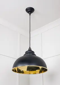 Smooth Brass Harborne Pendant in Elan Black