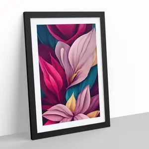 Snazzy Flowers - Single Picture Frame Print Black / 34cm H x 25cm W x 2cm D