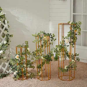 3 Pcs Gold Tall Metal Floor Vase Flower Stand Wedding Centrepieces