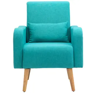 HOMCOM Nordic Leisure Lounge Sofa Accent Chair with Pillow for Bedroom Teal