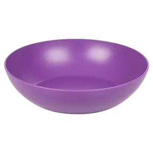 URBNLIVING 20cm Diameter 6 Pcs Purple Colour High Quality Deep Round Reusable Solid Colour Plastic Dinner & Picnic Plates