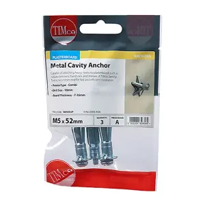 Timco - Metal Cavity Anchors - Zinc (Size M5 x 52 (60mm Screw) - 3 Pieces)