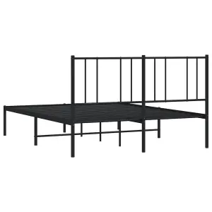 Berkfield Metal Bed Frame with Headboard Black 135x190 cm 4FT6 Double