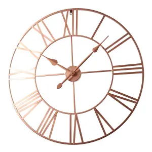 EOS - Skeleton Wall Clock with Roman Numerals - 80x80cm - (Copper)