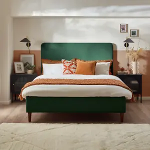 Furniturebox UK King Size Bed - 'Romy' Upholstered Green Kingsize Bed Frame Only (No Mattress) - 100% Recycled Eco Fabric