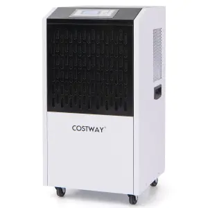 COSTWAY 120 L Commercial Dehumidifier w/ Drain Hose & 24H Timer & 4 Wheels