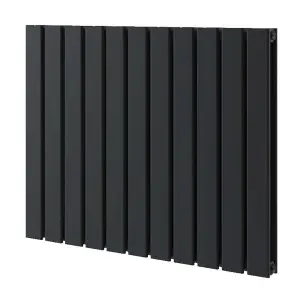 Porter Black Double Horizontal Flat Panel Radiator - 600x816mm