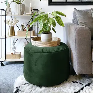 rucomfy Velvet Pouffe Beanbag - Emerald Green