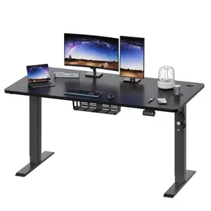 Hieronymus Electric Height Adjustable T-Shape Standing Desk Black / Black / 122 x 140 x 60 cm