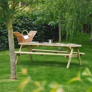 Oakham 7ft Rounded Picnic Bench - L213 x W140 x H72.5 cm - Light Green