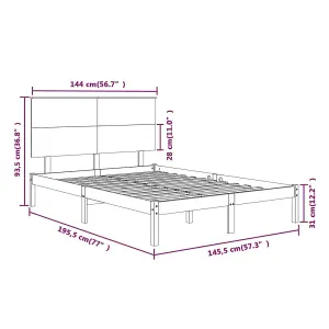 Berkfield Bed Frame White Solid Wood Pine 140x190 cm