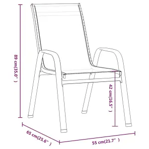 Berkfield Stackable Garden Chairs 2 pcs Black Textilene Fabric