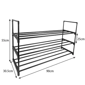 AMOS 3-tier Shoe Rack Organiser - Black