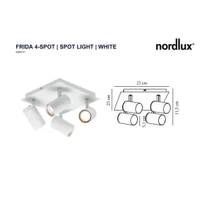 Nordlux Frida 4-Spot Indoor Bedroom Living Dining Bathroom Spot Light In White (Diam) 5.1cm