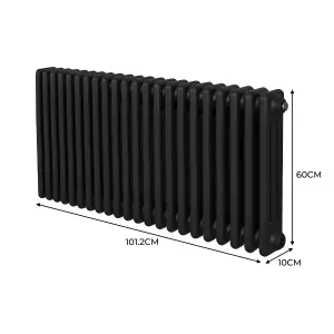 Traditional 3 Column Radiator - 600 x 1012 mm - Black