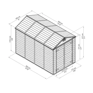 Palram - Canopia Skylight 10x6 ft Apex Dark grey Plastic 2 door Shed with floor