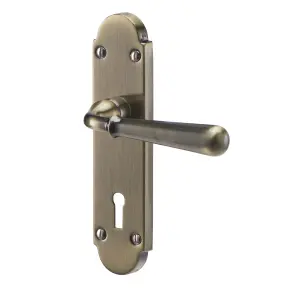 Colours Leba Antique brass effect Steel Straight Lock Door handle (L)116mm, Pair