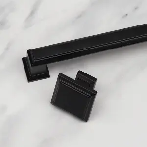 30mm Matt Black Square Cabinet Knob Cupboard Door Drawer Pull Wardrobe Furniture Replacement Upcycle