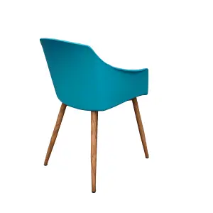 Single Eden Dining Chairs with Leather Cushions - Dining Armchair Blue