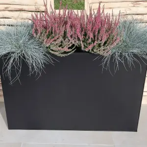 90cm Long Zinc Galvanised Matte Black 60cm Tall Trough Planter