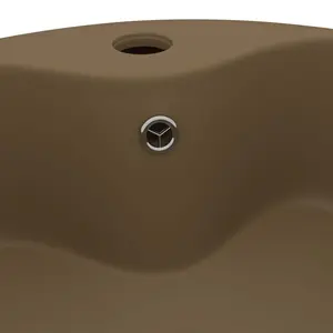 Belfry Bathroom Mccree 360mm L x 360mm W Ceramic Circular Sink with Overflow Cream