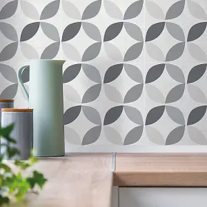 d-c-fix Geometric Grey Self Adhesive Vinyl Wall Tiles Pack of 6 (0.56sqm)