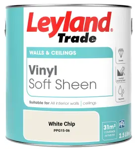 Leyland Trade Vinyl Soft Sheen Walls & Ceilings Emulsion Paint White Chip (PPG15-06) - 2.5L