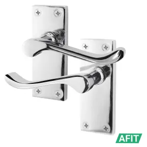 AFIT Polished Chrome Victorian Scroll Door Handles - 4 Pair of Internal Lever Latch Handles on Backplate