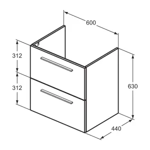 Ideal Standard i.life A Standard Matt Coffee Oak effect Wall-mounted Bathroom Vanity unit (H) 630mm (W) 600mm