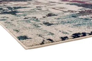 Abstract Navy Modern Easy To Clean Abstract Rug Dining Room-200cm X 290cm