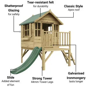 BillyOh Bunny Max Tower Playhouse with Slide - Pressure Treated - 4 x 4